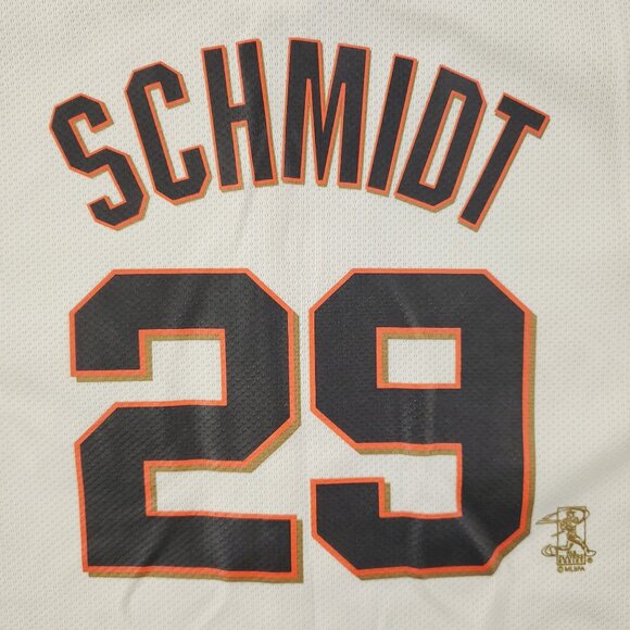 San Francisco Giants Vintage Baseball Jersey Majestic Schmidt Youth Boy's Large - Picture 11 of 13